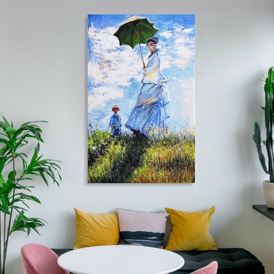 手書き油絵 クロード・モネ 日傘をさす人 額付 絵画 インテリア 油彩画 楽天市場】【油絵 直筆仕上げ】クロード・モネ 日傘を差す女 F4